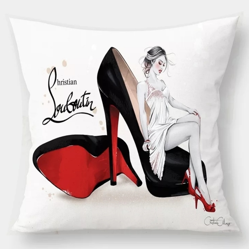 Stiletto Fan Art Throw Pillow Cover – High Heel Glam (New)
